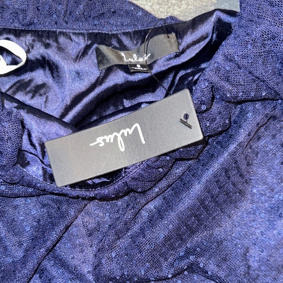 Lulus- NWT Navy Mesh One-Shoulder Mini Dress size Small - Picture 5 of 16